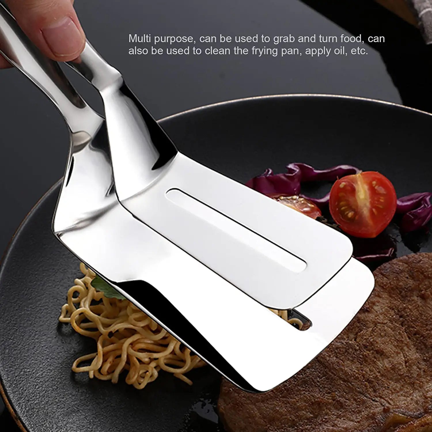 2918 Multifunction Cooking Serving Turner Frying Food Tong. Stainless Steel Steak Clip Clamp BBQ Kitchen Tong. DeoDap 2918 Multifunction Cooking Serving Turner Frying Food Tong. Stainless Steel Steak Clip Clamp BBQ Kitchen Tong. DeoDap